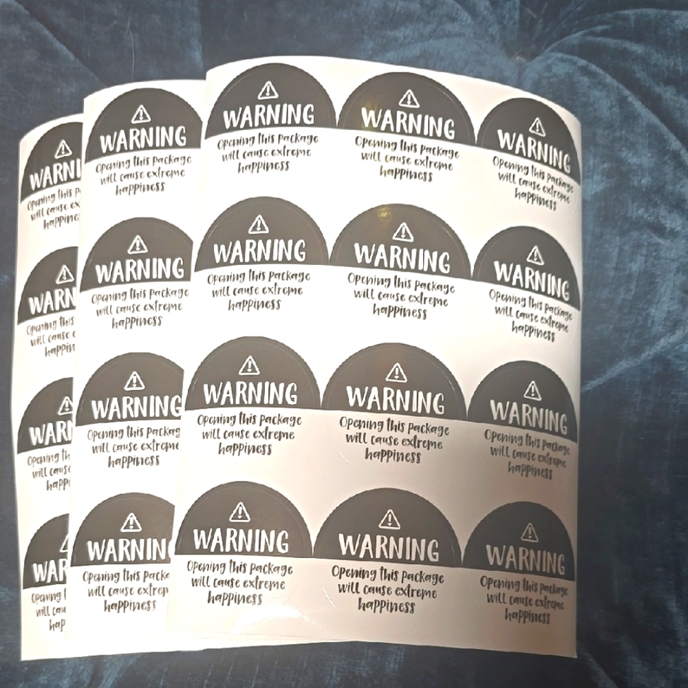 36 Count Warning-Happiness Stickers Sheet